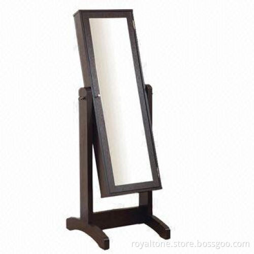 Jewelry Armoire with Nickel Hardware Nob Opens Mirror, Clear Safe-guarded Dividers